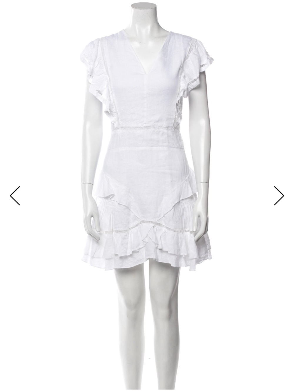 Isabel Marant White Ruffle V-Neck Mini Dress